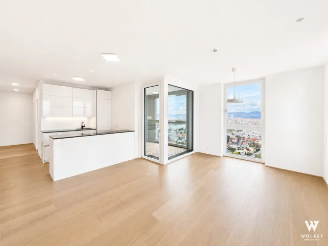 TWENTYTWO Tower | Exklusive 3-Zimmer-Wohnung im 25. Stock mit Loggia, Rooftop-Pool & Wellness - Bild