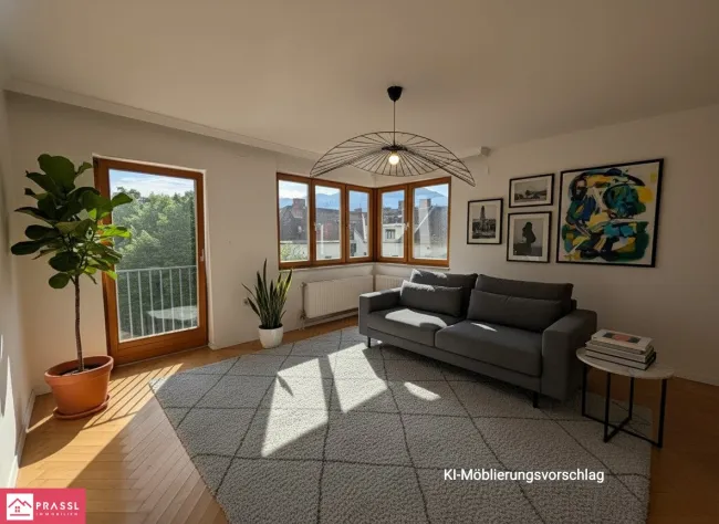 Wohnzimmer mit Möblierungsvorschlag