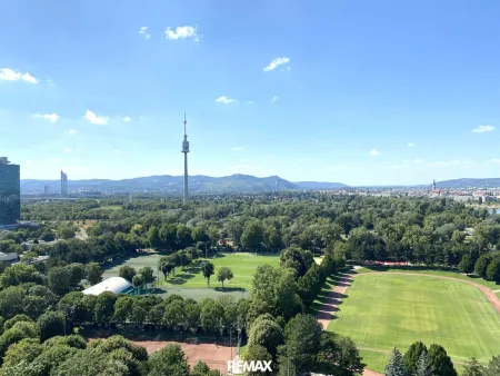 Terrassen-Garconniere im 21. Stock mit Donaupark- Fernblick bei der U1 und UNO-City