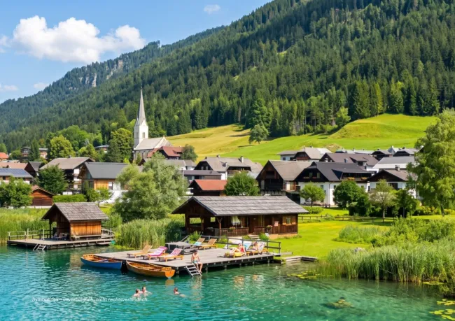 Seeluft statt Stadtlärm – Ihr autarkes Chalet mit 108,78 m² Wohnfläche & Süd-Loggia am Weißensee - Bild
