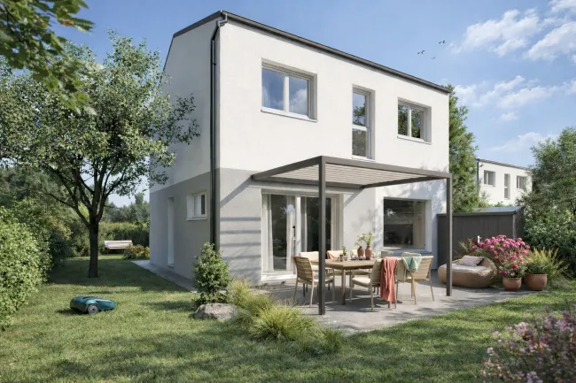 Nachhaltiges Ziegelmassiv-Niedrigenergiehaus | PV-Anlage, LWP, Eigengarten & Carport - Titelbild