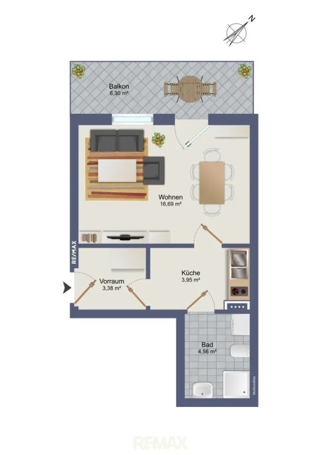 Wohnraum mit Ausgang zum Balkon