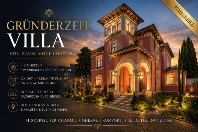 Repräsentative Gründerzeitvilla - vier Einheiten - Stilvolle Architektur trifft moderne Vielseitigkeit - Titelbild