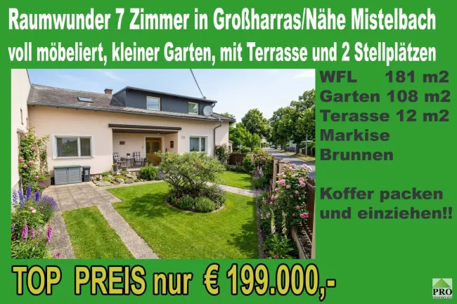 Großzügiges 7-Zi-Haus mit kleinem Garten, Terrasse & 2 Stellplätzen in 2034 Großharras - Titelbild