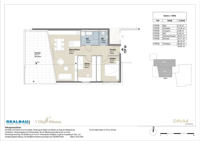 68 m² mit Terrasse im 1.OG, Mils bei Hall - Bild