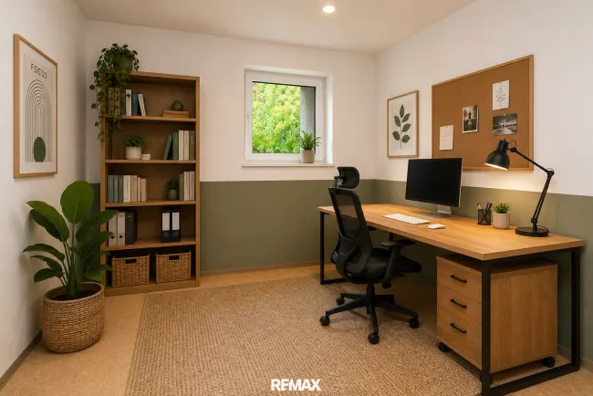 Arbeitszimmer virtuell eingerichtet
