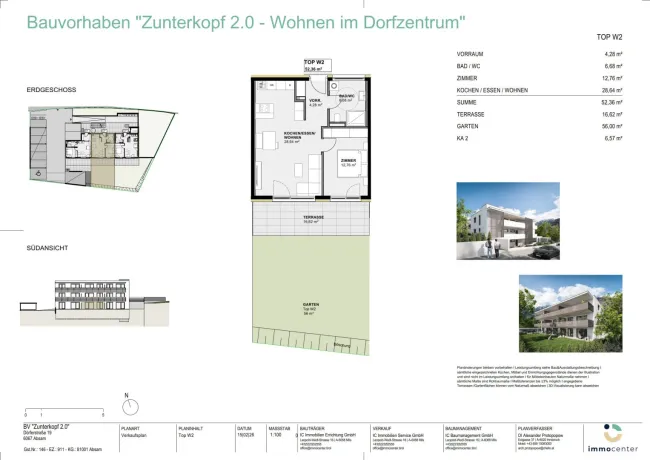 2-Zimmer-Wohnung Top W2, "Zunterkopf 2.0", 6067 Absam - Bild