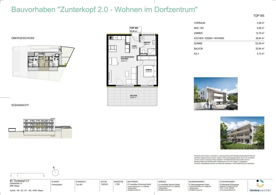 2-Zimmer-Wohnung Top W5, "Zunterkopf 2.0", 6067 Absam - Bild