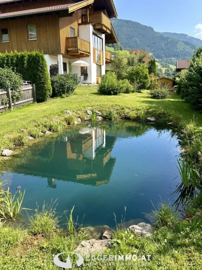 5721 Piesendorf / Walchen; gepflegtes Einfamilienhaus mit Teich, großer Garten, neben der Skipiste !! unverbaubarer Weitblick ! Ruhelage ! - Bild