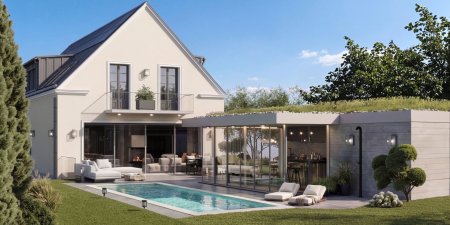 Visualisierung Pool - Poolhaus - Villa