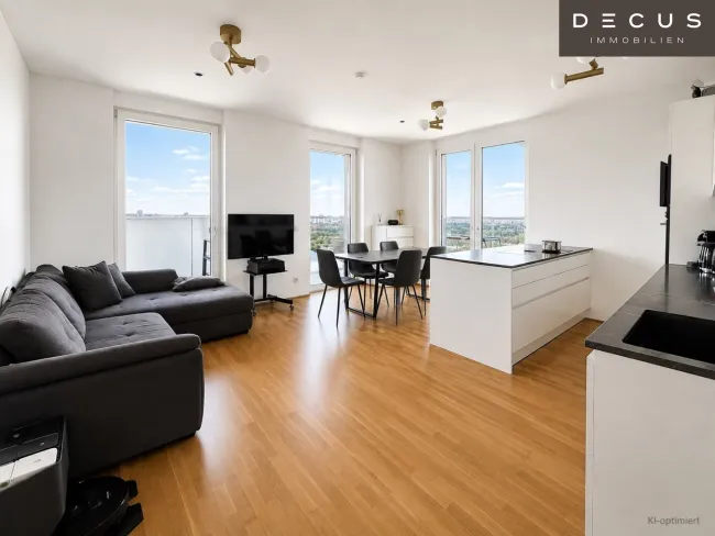 WOHNEN MIT WEITBLICK | EXKLUSVE 3 ZIMMER | UMLAUFENDE TERRASSE | HOCHWERTIGE DESIGNERKÜCHE | FERNBLICK DONAU - Bild