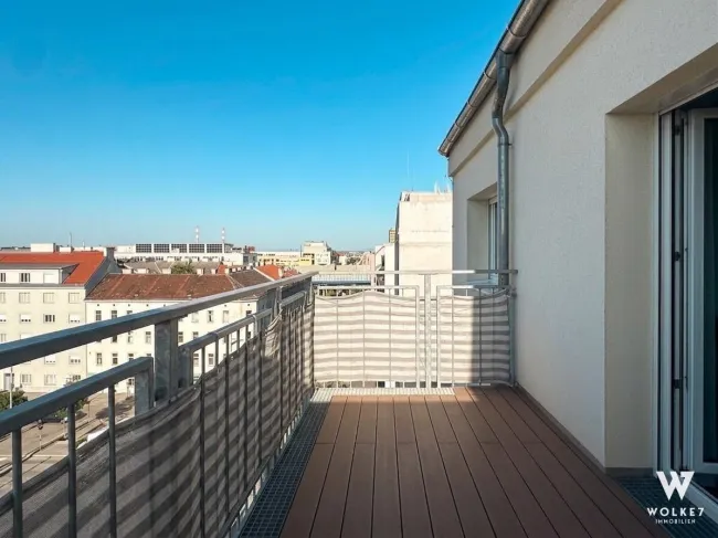 Neubauwohnung mit spektakulärem Fernblick in zentraler Lage: 2 Zimmer | 2 Terrassen | 6. Stock ohne Lift - Bild