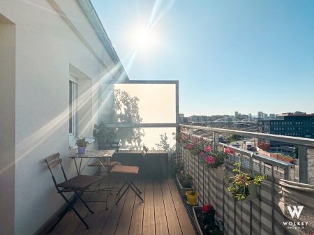 Neubauwohnung mit spektakulärem Fernblick in zentraler Lage: 2 Zimmer | 2 Terrassen | 6. Stock ohne Lift