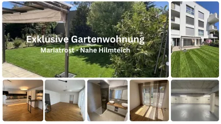 Traumhafte Gartenwohnung mit 127 m² Eigengarten, 30 m² Terrasse & 2 TG-Plätzen, perfekte Lage nähe Hilmteich, LKH, UNI - schnell Termin vereinbaren