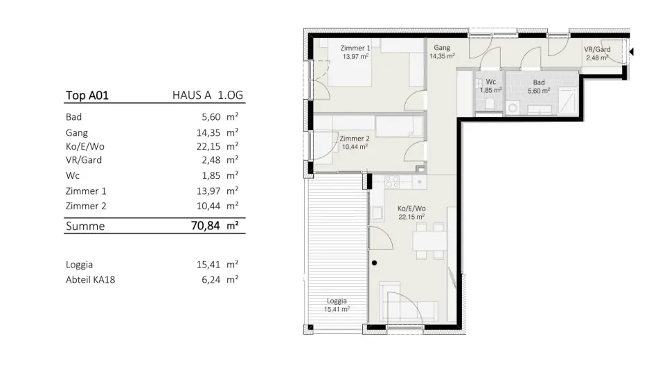 3-Zimmer-Wohnung Top A1 "Die Neue Ladenstraße" - Bild