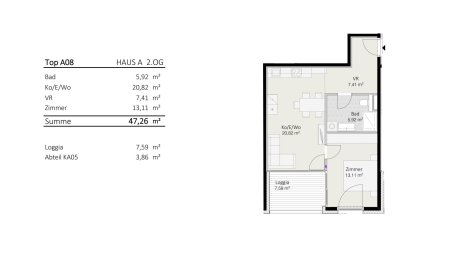 2-Zimmer-Wohnung Top A8 "Die Neue Ladenstraße"
