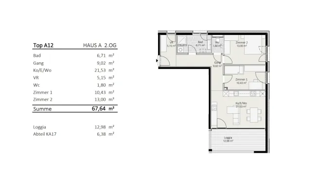 3-Zimmer-Wohnung Top A12 "Die Neue Ladenstraße" - Bild