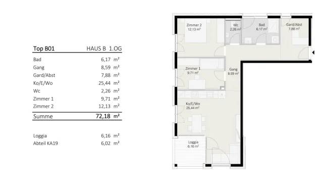 3-Zimmer-Wohnung Top B1 "Die Neue Ladenstraße" - Bild