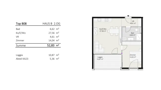 2-Zimmer-Wohnung Top B8 "Die Neue Ladenstraße" - Bild