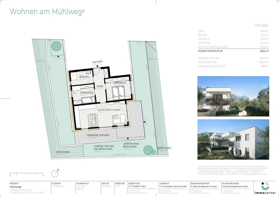 3-Zimmer-Wohnung Top W01, "Mühlwegᵃ", 6401 Inzing - Bild