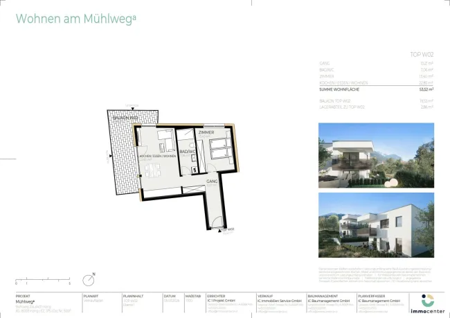2-Zimmer-Wohnung Top W02, "Mühlwegᵃ", 6401 Inzing - Bild