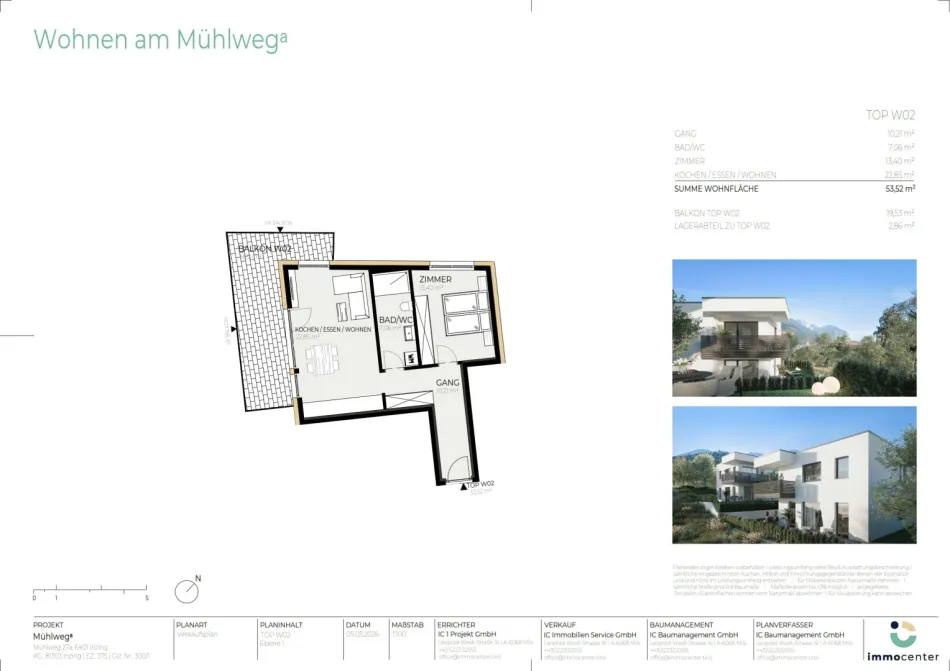 2-Zimmer-Wohnung Top W02, "Mühlwegᵃ", 6401 Inzing - Bild
