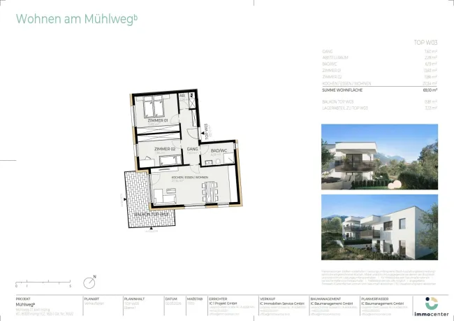 3-Zimmer-Wohnung Top W03, "Mühlwegᵇ", 6401 Inzing - Bild