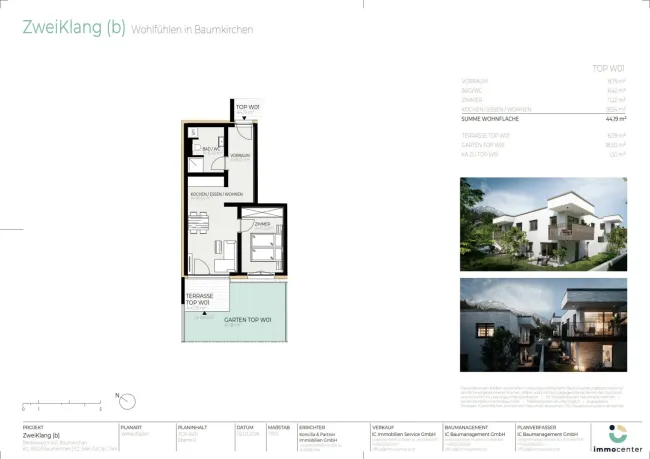 2-Zimmer-Wohnung Top W01, "ZweiKlang (b)", 6121 Baumkirchen - Bild