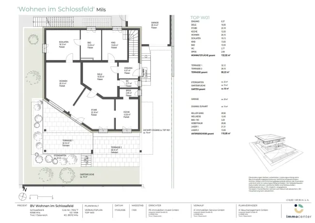 Traumhafte Familienwohnung in Bestlage, Top W01 "Wohnen im Schlossfeld", 6068 Mils - Bild