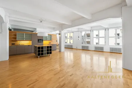 LOFT MIT CHARAKTER – 170m² Atelierwohnung mit 40m² Terrasse, 42m² Keller/Werkstatt, Kamin & eigenem Lift