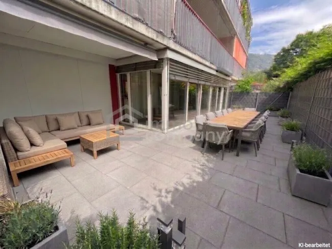 DORNBIRN-Gartenwohnung/Terrassenwohnung, ca. 57 m2 + beheizter, ganzjährig nutzbarer Wintergarten ca. 19 m2, Gesamt-Wohn-NFL ca. 76 m2, Wohnempfinden/Wohlfühl-Atmosphäre wie in einer 3-Zimmer-Wohnung, inkl. 1 TG. + Kellerabteil. - Titelbild