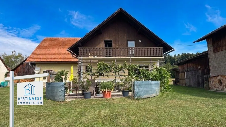 Bauernhaus mit Nebengebäuden und optionalem Ackerland - Bild