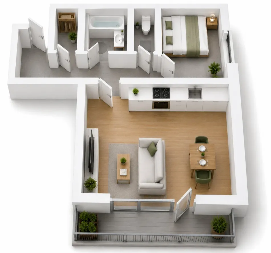 Ab 15. Oktober verfügbar !Toll aufgeteiltes, gemütliches 38 m2 Mietappartment (1.5 Zimmer) mit Loggia in St. Pölten - Bild