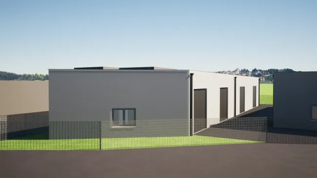 Top moderne Gewerbehalle in Massivbauweise mit elektrischem Tor und 5,20 Deckenhöhe. - Titelbild