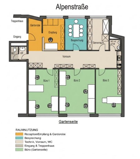 Modernes Büro/Praxis in Top-Lage Alpenstraße – frisch renoviert (Parkett neu geschliffen, neu ausgemalt) inkl. 2 Garagen & EDV-Infrastruktur