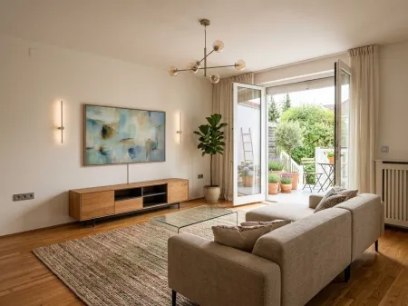 Wohn- bzw. Schlafzimmer mit Ki-generierter Einrichtung