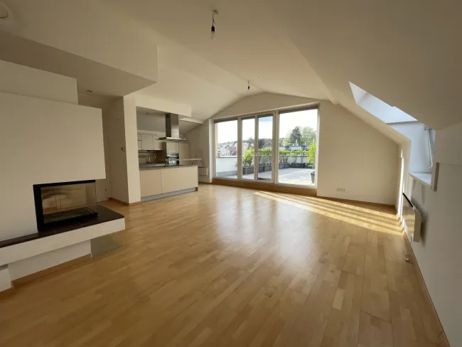 Lichtdurchflutete Dachgeschosswohnung mit 38m2 Terrasse und Fernblick ins Grüne - Bild