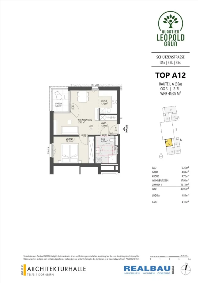 2-Zimmer-Wohnung, Top A12, 3.OG, Innsbruck - Bild