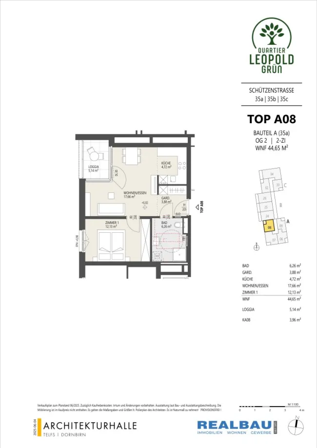 2-Zimmer-Wohnung, Top A08, 2.OG, Innsbruck - Bild