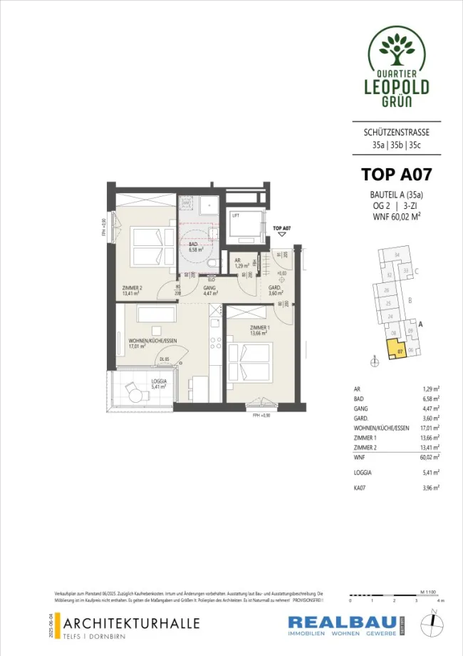 3-Zimmer-Wohnung, Top A07, 2.OG, Innsbruck - Bild