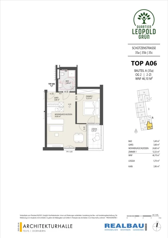 2-Zimmer-Wohnung, Top A06, 2.OG, Innsbruck - Bild