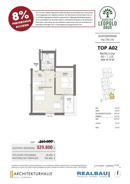 2-Zimmer-Wohnung, Top A02, 1.OG, Innsbruck