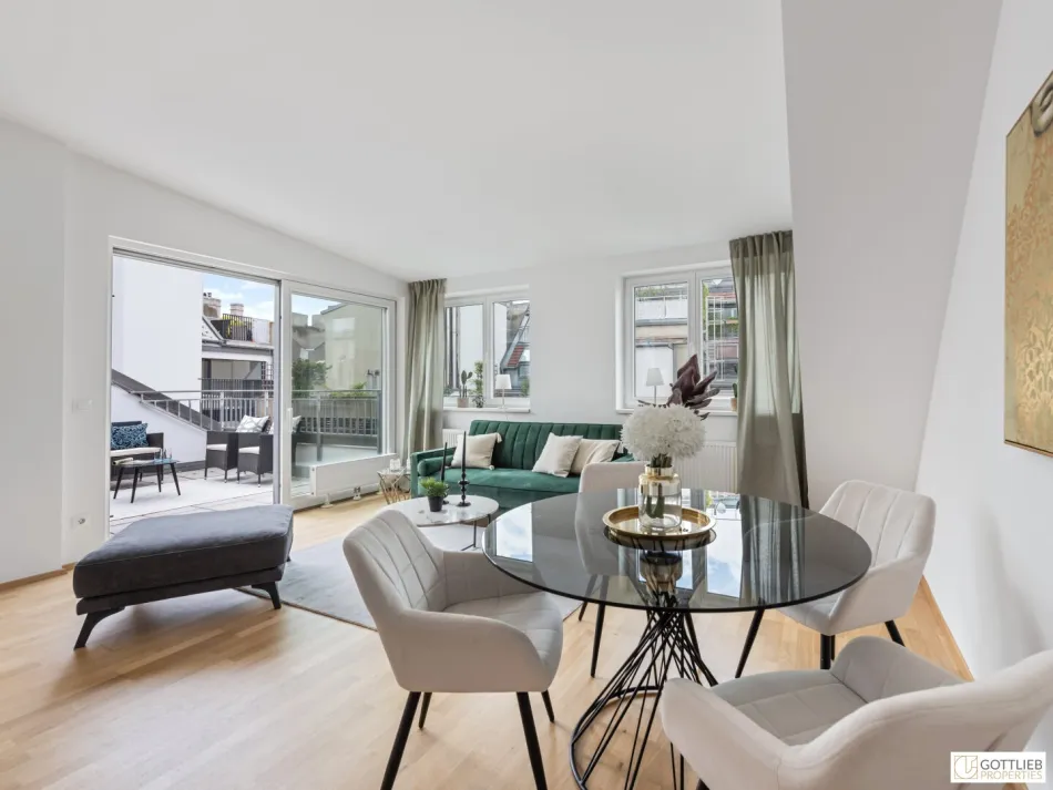 Bestlage Servitenviertel! Perfekt geschnittenes 3,5-Zimmer-Penthouse auf einer Ebene mit drei Terrassen - Bild