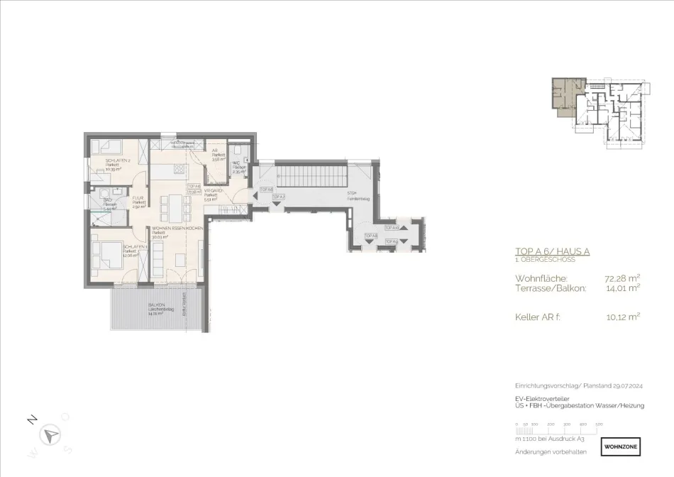 BAUSTART ERFOLGT!!! Moderne 3-Zimmer-Wohnung mit Balkon nähe Grabensee - Bild