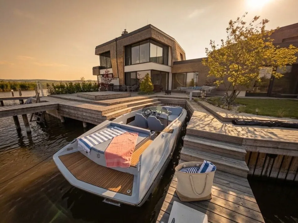 Einzigartige Seevilla mit direktem Seezugang und Bootsliegeplatz in Neusiedl am See - Bild