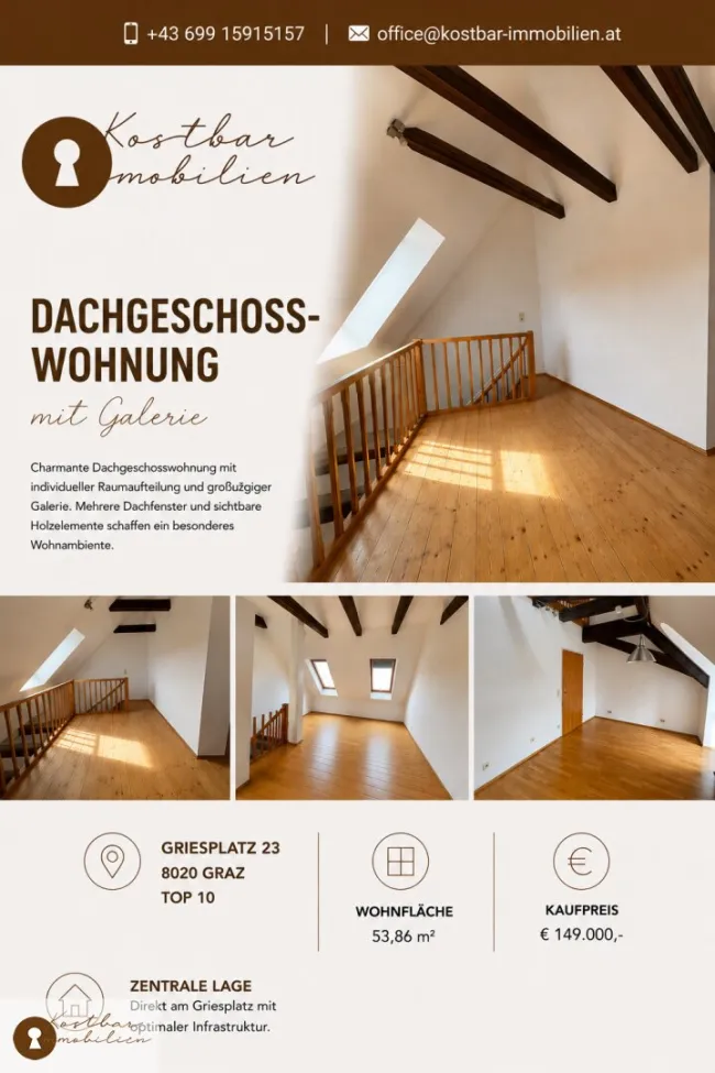 Höchst originelle Dachgeschosswohnung mit Galerie am Griesplatz zu verkaufen! - Titelbild
