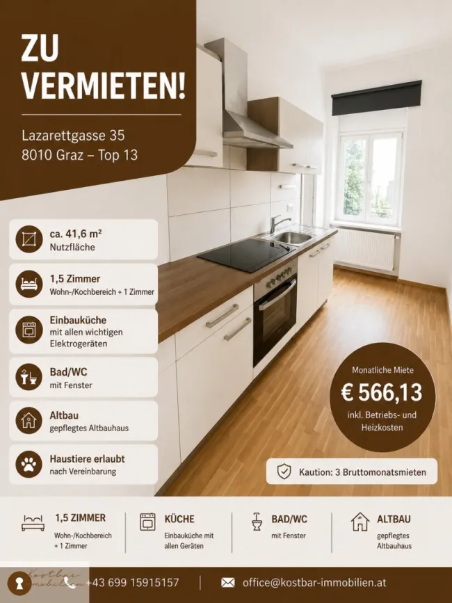 "Traumwohnung für Tierfreunde: Charmante Kleinwohnung in der Lazarettgasse zu vermieten!" - Titelbild