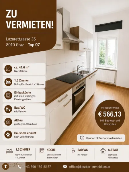 Charmante Kleinwohnung in der Lazarettgasse zu vermieten!