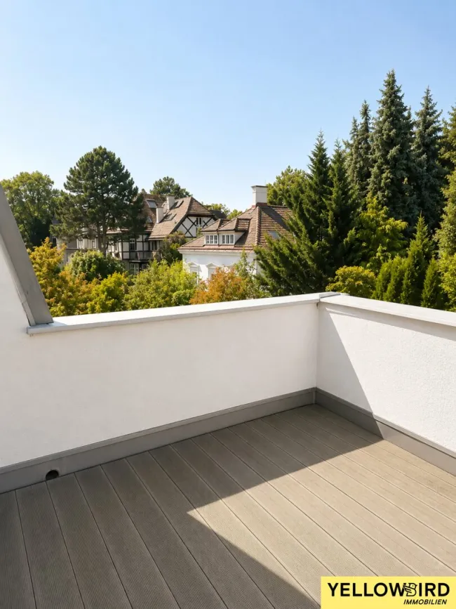 3-Zimmer-Dachgeschosswohnung mit 2 Terrassen, Sauna, Garagenstellplatz und Blick über Wien - Titelbild