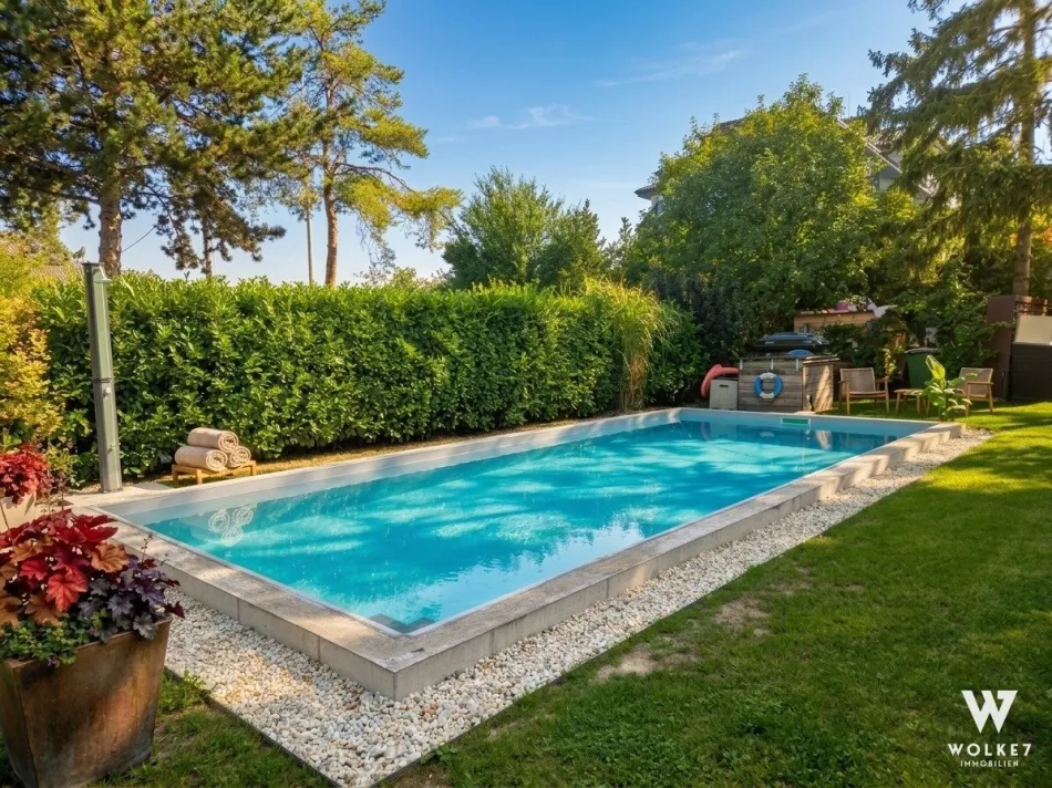 Wohnen mit Urlaubsfeeling – Familientraum mit ca. 252 m² Wohnfläche, Pool & großzügigem Garten | Klimaanlage | 3 Terrassen - Bild